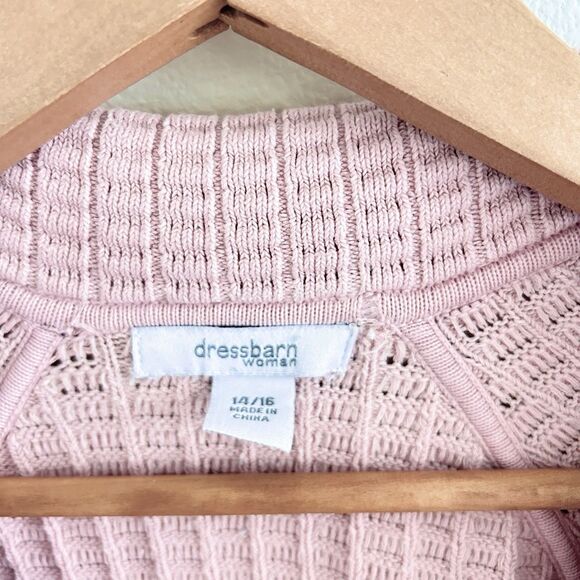 Dress Barn Women’s Size L Pink Sweater Chunky Button Cottage Coquette READ - Picture 2 of 16